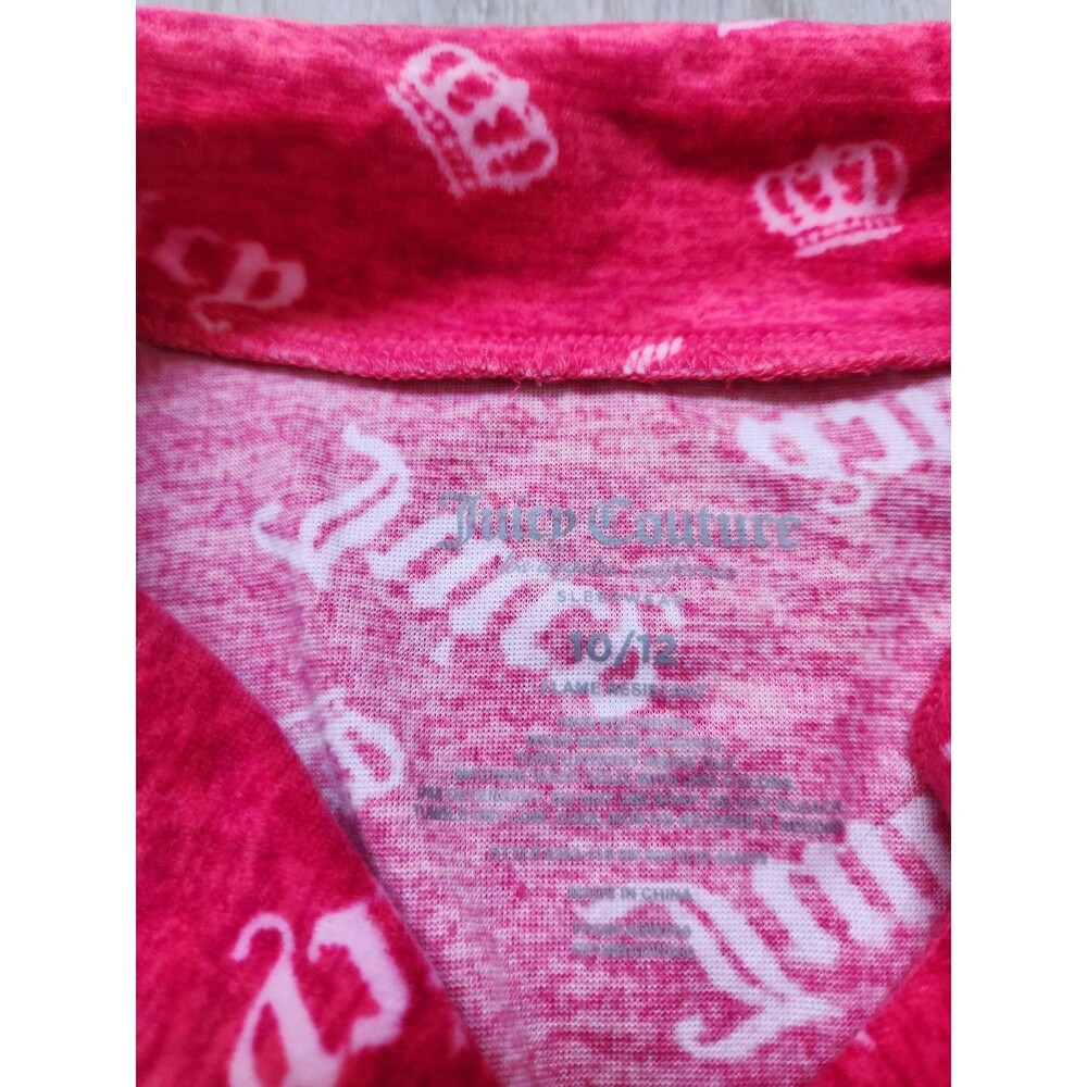 Juicy Couture Girl 2 Piece Pajama Set Size 10 12 Pink Logo Print Long Sleeve EUC - Picture 3 of 13